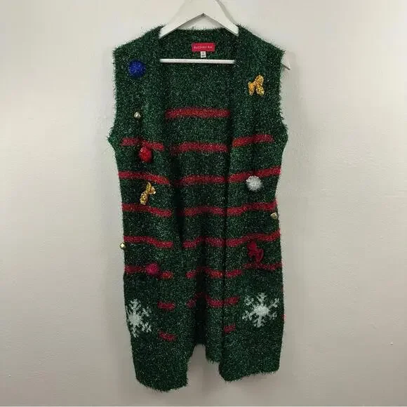 Blizzard Bay Women’s Christmas Holiday Striped Cardigan Sweater Size S - Picture 1 of 5